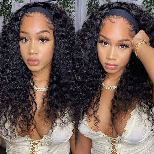 Headband wig natural wave texture.